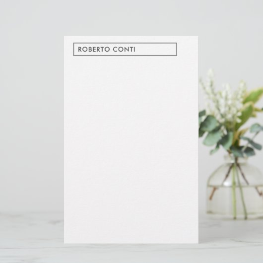 Unieke Moderne Duidelijke Minimalistische Naam Briefpapier (Staand voorkant)