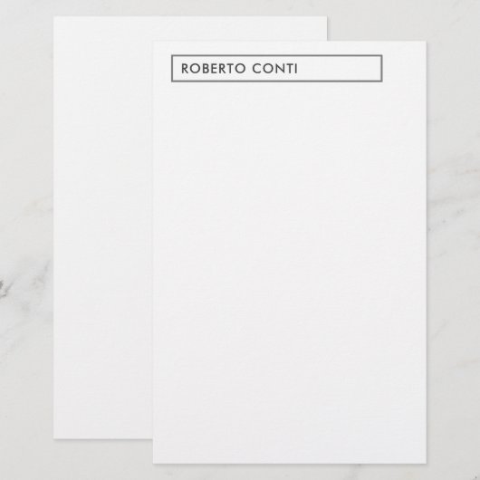 Unieke Moderne Duidelijke Minimalistische Naam Briefpapier (Voorkant / Achterkant)