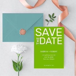 Unieke moderne gedurfde groene typografie bruiloft save the date