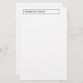Unieke moderne gewone minimalistische naam briefpapier (Voorkant / Achterkant)