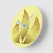 Unieke moderne gouden bladeren hand tekening ronde klok (Hoek)