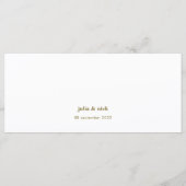 Unieke Moderne Gouden Olijf Horizontale Bruiloft Menu (Achterkant)