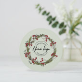 Unieke moderne Holly Pine krans op maat Logo Feestdagenkaart (Staand voorkant)