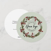 Unieke moderne Holly Pine krans op maat Logo Feestdagenkaart (Voorkant / Achterkant)