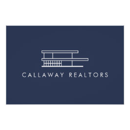 Unieke moderne huis marine/wit Logo Download Perfect Poster