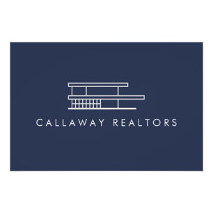 Unieke moderne huis marine/wit Logo Download Perfect Poster