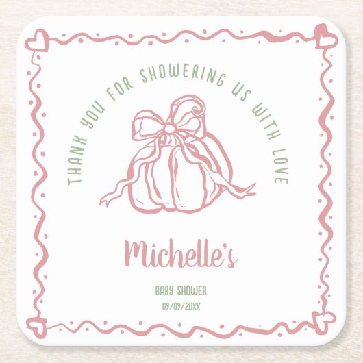 Unieke moderne kleine pompoen Dank u Baby shower Kartonnen Onderzetters (Voorkant)