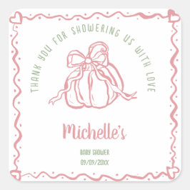 Unieke moderne kleine pompoen Dank u Baby shower Vierkante Sticker