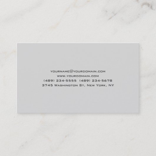 Unieke, moderne lichte grijze minimalistische zijd visitekaartje (Achterkant)