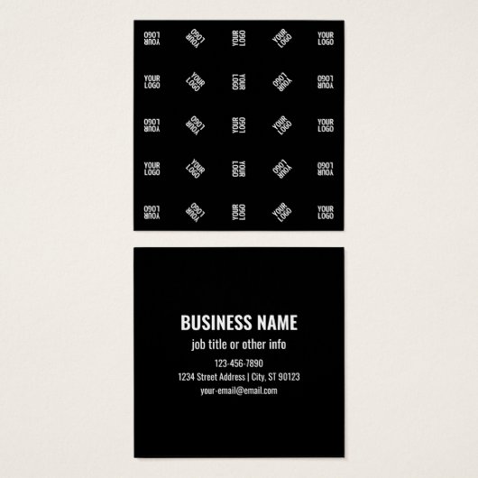 Unieke moderne Logo Pattern Sjabloon | Black Vierkante Visitekaartjes (Voorkant /achterkant)
