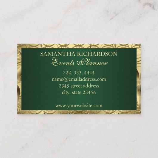 Unieke moderne luxe smaragd en goud geometrisch visitekaartje (Achterkant)