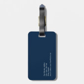 Unieke, moderne marineblauw, stijlvol minimalistis bagagelabel (Achterkant verticaal)