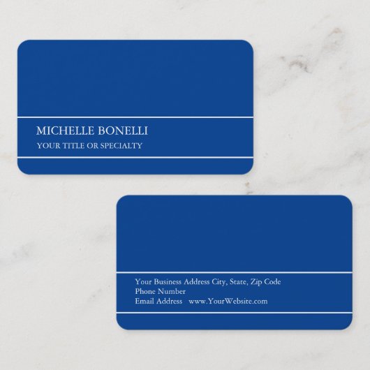 Unieke, moderne, minimale diepblauwe kleur visitekaartje (Voorkant / Achterkant)