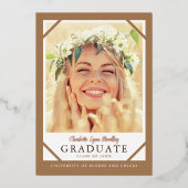 Unieke moderne minimalistische afstudeeraankondigi folie uitnodiging (Voorkant)