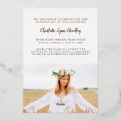 Unieke moderne minimalistische afstudeeraankondigi folie uitnodiging (Achterkant)