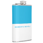 Unieke moderne minimalistische blauw wit Voeg naam Heupfles (Rechts)