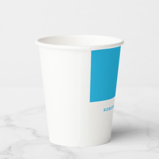Unieke moderne minimalistische blauw wit Voeg naam Papieren Bekers (Rechts)