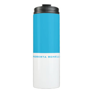 Unieke moderne minimalistische blauw wit Voeg naam Thermosbeker