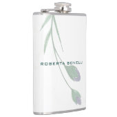 Unieke moderne minimalistische bloemen Voeg naam t Heupfles (Rechts)