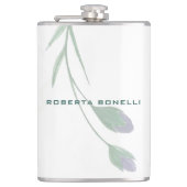 Unieke moderne minimalistische bloemen Voeg naam t Heupfles (Voorkant)