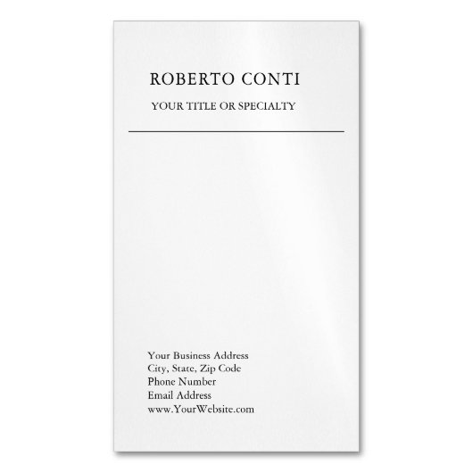Unieke, moderne minimalistische magnetisch visitekaartje (Voorkant Verticaal)