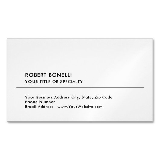 Unieke moderne minimalistische zwart wit magnetisch visitekaartje (Voorkant)