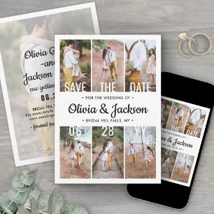 Unieke moderne overlay eenvoudige foto collage bru save the date