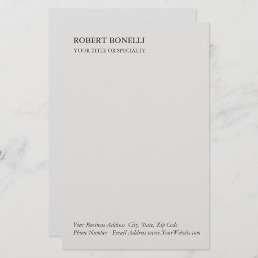 Unieke, moderne platina grijs stijlvolle minimalis briefpapier (Voorkant / Achterkant)