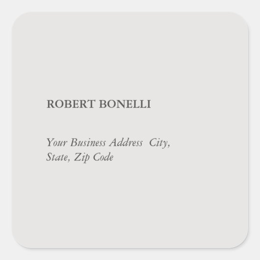 Unieke, moderne platina grijs stijlvolle minimalis vierkante sticker (Voorkant)