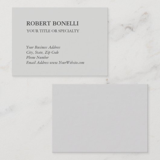 Unieke, moderne platina grijs stijlvolle minimalis visitekaartje (Voorkant / Achterkant)