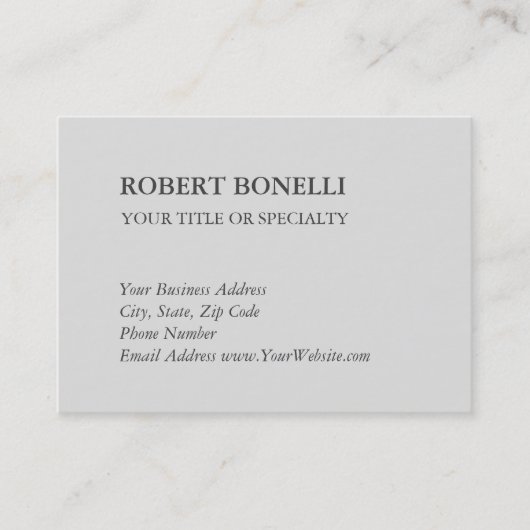 Unieke, moderne platina grijs stijlvolle minimalis visitekaartje (Voorkant)