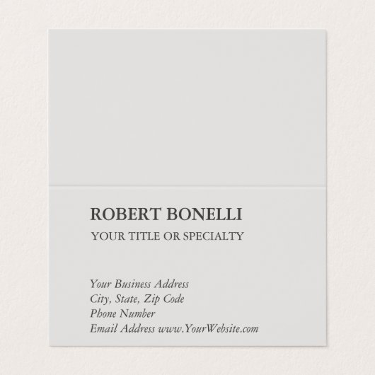Unieke, moderne platina grijs stijlvolle minimalis visitekaartje (Buitenkant ongevouwen)