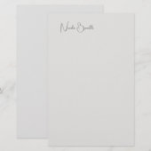 Unieke moderne platina grijze minimalistische kall briefpapier (Voorkant / Achterkant)