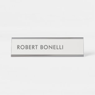 Unieke moderne platinumgrijze minimalist bureau naambordje
