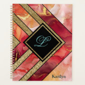 Unieke Moderne Rood Gouden Geometrisch Planner (Voorkant)