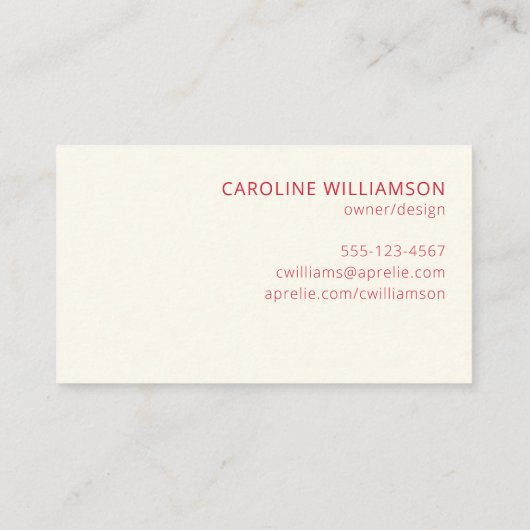 Unieke, moderne, roze, creatieve professional visitekaartje (Achterkant)