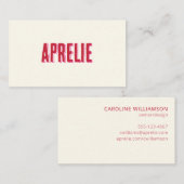 Unieke, moderne, roze, creatieve professional visitekaartje (Voorkant / Achterkant)