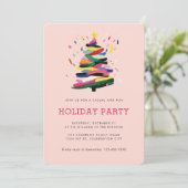 Unieke moderne roze kerstboom vakantie partij kaart (Staand voorkant)