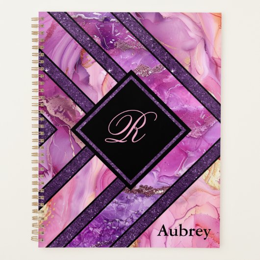 Unieke moderne roze Paarse geometrische gepersonal Planner (Voorkant)