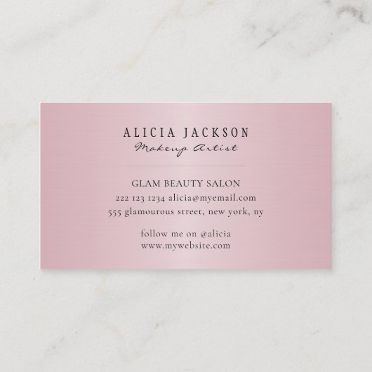 Unieke moderne rozen gouden monogrammed beauty visitekaartje (Achterkant)