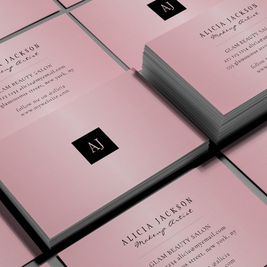 Unieke moderne rozen gouden monogrammed beauty visitekaartje