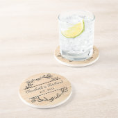 Unieke Moderne Rustieke Custom Paar Bruiloft Datum Zandsteen Onderzetter (Zijkant)