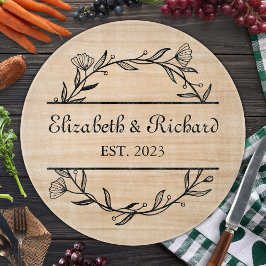 Unieke Moderne Rustieke Paar Bruiloft Datum Pizza Snijplank