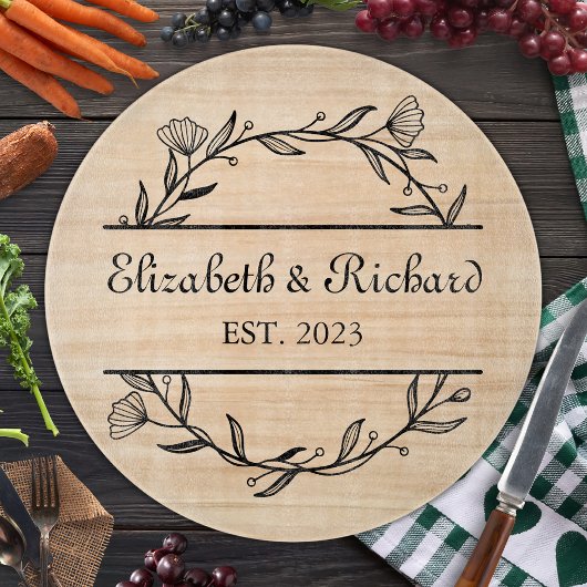 Unieke Moderne Rustieke Paar Bruiloft Datum Pizza Snijplank