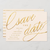 Unieke moderne 'save the dates' | Champagne & Goud Save The Date (Voorkant / Achterkant)