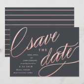Unieke moderne save the dates | Roze goud Date (Voorkant / Achterkant)
