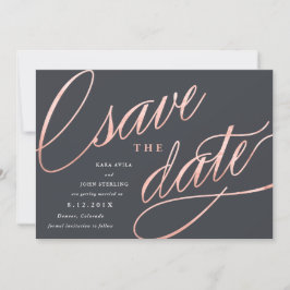Unieke moderne save the dates | Roze goud Date