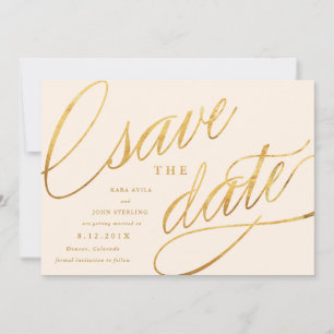 Unieke Moderne Sparen de Data   Champagne en goud Save The Date