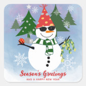 Unieke moderne stijlvolle sneeuwvlokken kerst vierkante sticker (Voorkant)