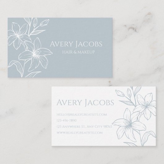 Unieke moderne stoffige blauwe boho bloemen visitekaartje (Voorkant / Achterkant)